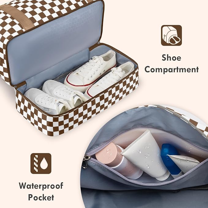 WOOMADA Weekender Overnight Bag for Women, Carry on Shoulder Travel Duffel with Shoes Compartment,Gym Bag with Toiletry Bag - Image 5