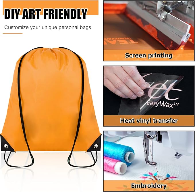 Grneric 60 Pieces Drawstring Backpack Bulk Cinch Sackpack Ployster Drawstring Bags for Gym Party Trip(Orange) - Image 5