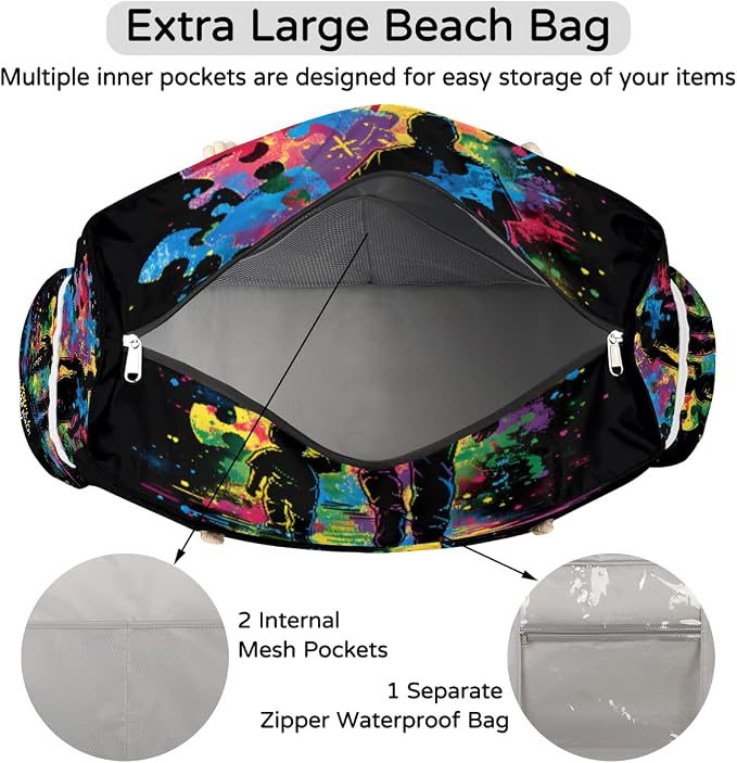 Large Beach Bag with Zipper Beach Bags for Women Water Resistant Swim Pool Bag - Image 7