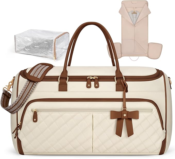 RAINSMORE Garment Bags for Travel Women Convertible Garment Duffle Bag for Hanging Clothes, Large Carry On Garment Bag with Shoe Bag & Wet Pocket, Foldable Dress Suit Business Travel Weekender Bags by RAINSMORE