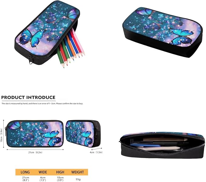 Butterfly Backpack for Girls Kids Backpack with Lunch Box Water Bottle Carrier with Strap and Aesthetic Pencil Case 4PCS Set Bookbag with Front Pocket for School Teens 17 inch Large School Bag - Image 5