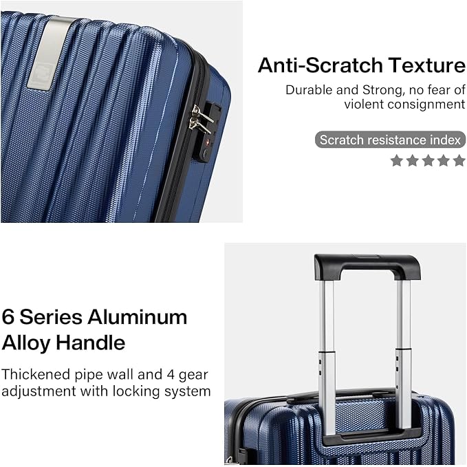 Hanke 16 inch Underseat Carry on Suitcases with Wheels,Lightweight Hard Shell Carry on Luggage with Wheels for Weekender, Small Suitcase,Travel Luggage Christmas Gifts for Birthday （Dark Blue） - Image 5