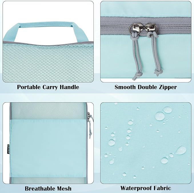 Extra Large Compression Packing Cubes, 2 Set Compression bags for Travel Packing Organizer, Expandable Compression Cubes for Travel, Blue Mesh - Image 3