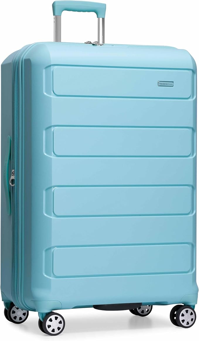 Traveler's Choice Pagosa Hardshell Expandable Luggage with Spinner Wheels, Baby Blue, 30-Inch Large by TravelersChoice
