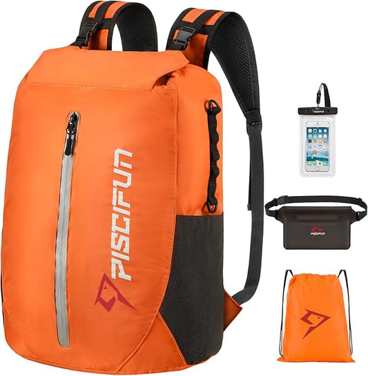Piscifun Dry Bag Waterproof, Lightweight Dry Backpack Roll-Top Sealed with Waist Pouch and Phone Case Keeps Gear Dry Inside for Kayaking, Boating by Piscifun