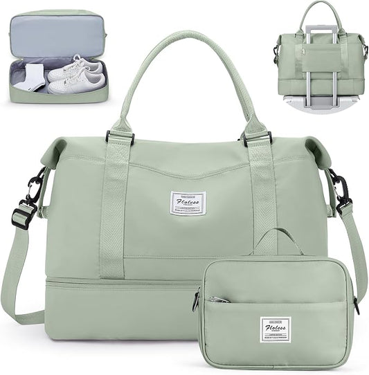 Travel Duffel Bag with Shoes Compartment,Weekender Bags for Women Travel | Overnight Carry-On Bag with Toiletry Bag, For Spirit Airlines 18x14x8 Personal Item Bag by HYC00