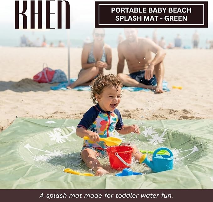 2-in-1 Kids, Baby & Infants Beach Pool & Waterproof Picnic Blanket - Large 6.5' Portable Paddling, Pool & Play Mat & Waterproof Carrying Bag, Outdoor Summer Gear, Toddle Child & Kid Bayside Green Sage - Image 2