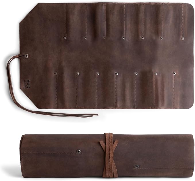 Leather Tool Bag Roll Up, 12 Slot Heavy Duty Tool Roll Bag Organizer, Tool Roll Up Bag, Portable Tool Wrap Roll Bags for Travel, Durable Tool Kit Folding Tool Pouch Roll Up Mechanic Gifts for Men - Image 2