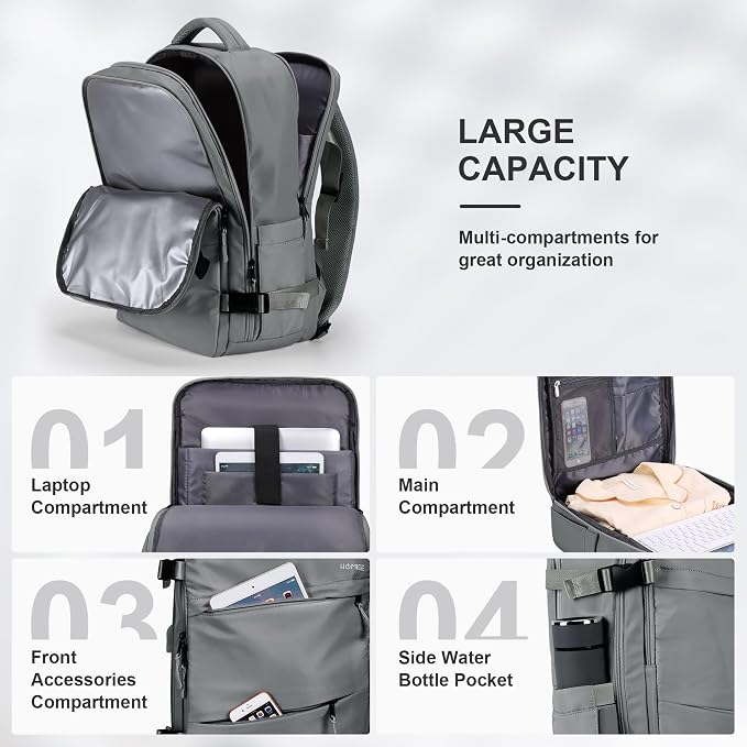 HOMIEE Travel Laptop Backpack for Men Women Personal Item Carry On Bag | Dry Wet Separation Mochila de Viaje for Business Weekender Hiking Camping - Image 3
