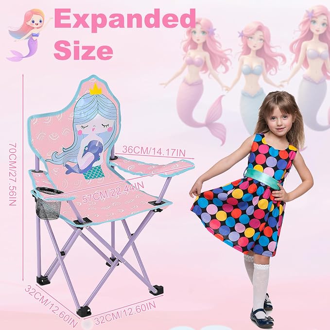 KABOER Kids Outdoor Folding Camping Chair with Cup Holder Carrying Bag | Portable Camping Chair for Beach Picnic Camping Travel Lawn Ages 3-10 - Image 2
