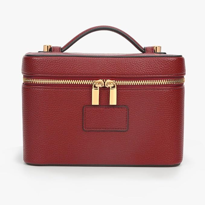 Makeup Bag Vanity Case with Removable Divider Travel Toiletry Bag Portable Cosmetic Bag Makeup Organizer Case (Claret) by AnBlackBag