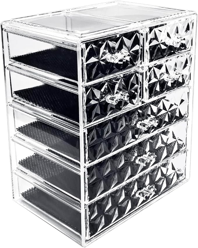 Sorbus Acrylic Makeup Organizer Set, 7-Drawer Vanity & Countertop Cosmetic Storage with Small & Wide Drawers, Diamond Makeup Storage for Brushes, Lipsticks, Jewelry – Holiday Gift for Women & Teens - Image 9