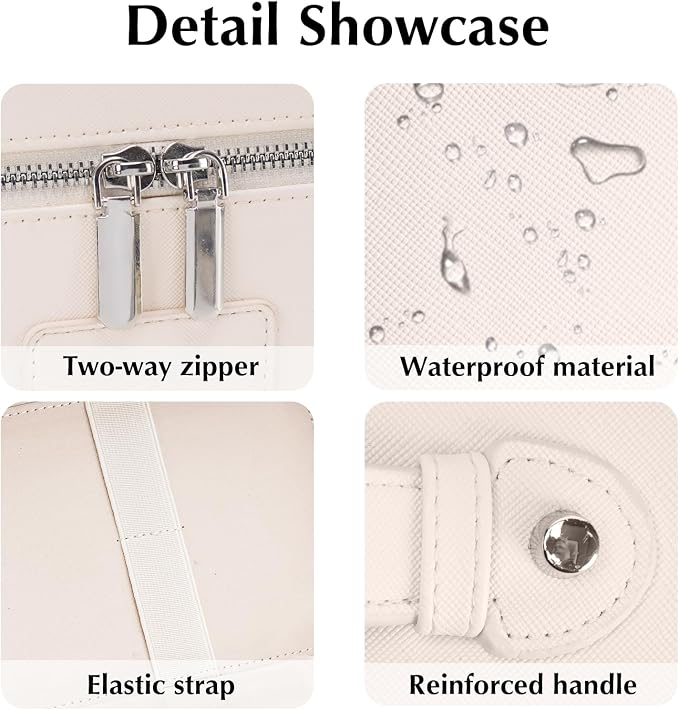 Makeup Case for Women, Leather Makeup Bag Cosmetic Case with Removable Divider, Large Capacity Waterproof Portable Travel Toiletry Make up Organizer Case - Image 5