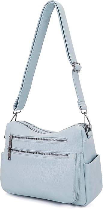 YZAOLL Large Crossbody Shoulder Bag for Women Vegan Leather Tote with Adjustable Wide Strap Work Purse with 10 Pockets