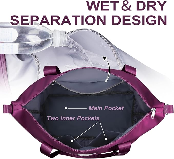 WOOMADA Weekender Bag for Women, Travel Duffel Bags with Shoe Compartment & Wet Pocket, Personal Item Bag for Airlines - Image 3