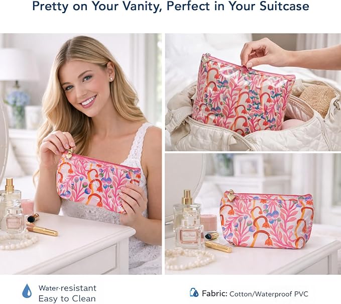 Jacaranda Living Vanity Bag - Water-Resistant, PVC-Lined - Strawberry Vine - Image 7