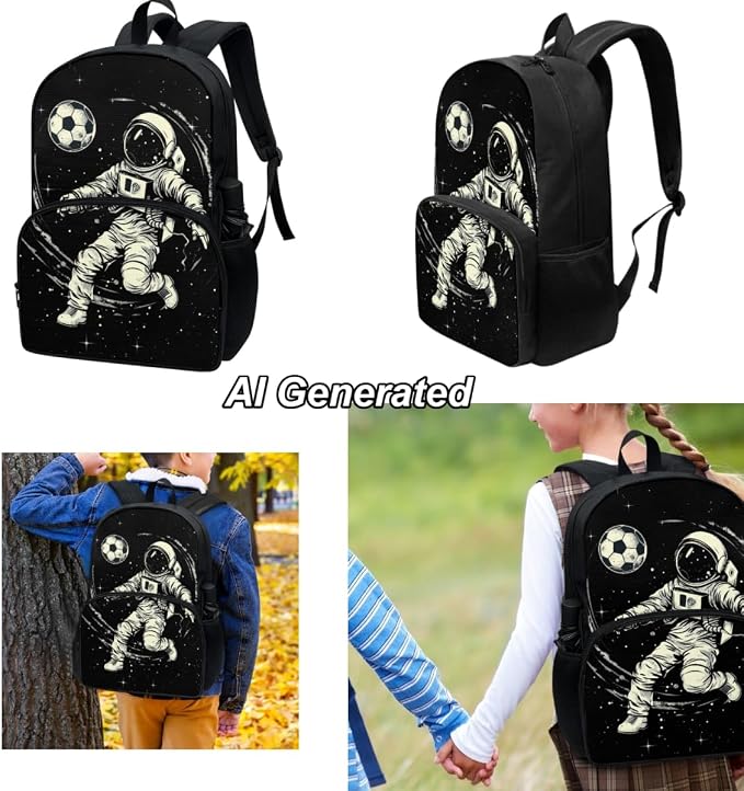 Astronaut Backpack and Lunch Box Set for Boys 8-12 Elementary School Bag Kids Bookbag with Lunch Bag Pencil Case 3Pcs Middle Preschool Bag Set - Image 3