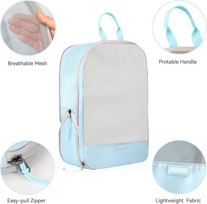 Voova 6 Set Compression Packing Cubes, Travel Accessories Expandable Packing Organizer Bags Set for Carry on Suitcase, Durable Luggage Packing Cubes for Travel Essentials, Blue - Image 3