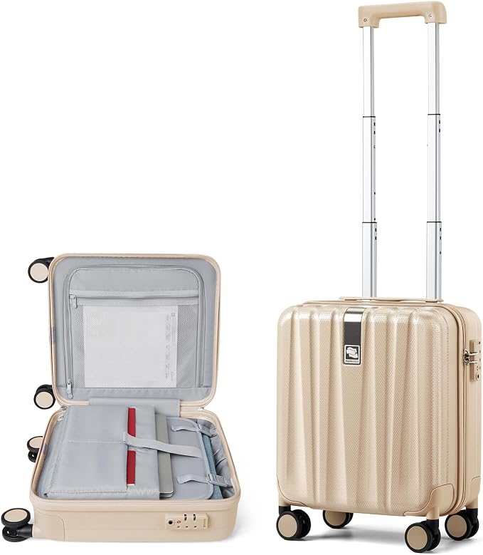 Hanke 16 Inch Underseat Carry on Suitcases with Wheels,Lightweight Hard Shell Carry on Luggage for Weekender, Travel Approved Small Suitcase,Travel Luggage for Womem Men,Cuba Sand pink. by Hanke