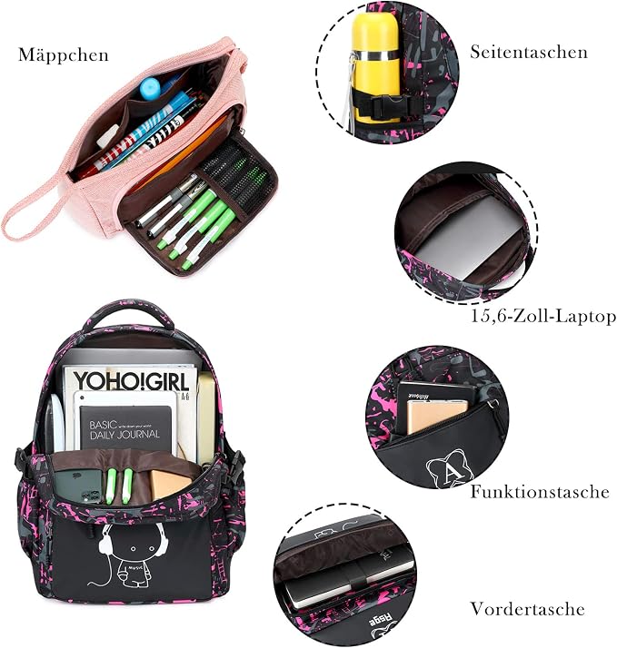 Asge boys backpack for kids camo bookbag for middle school bags travel back pack (Pink) - Image 4