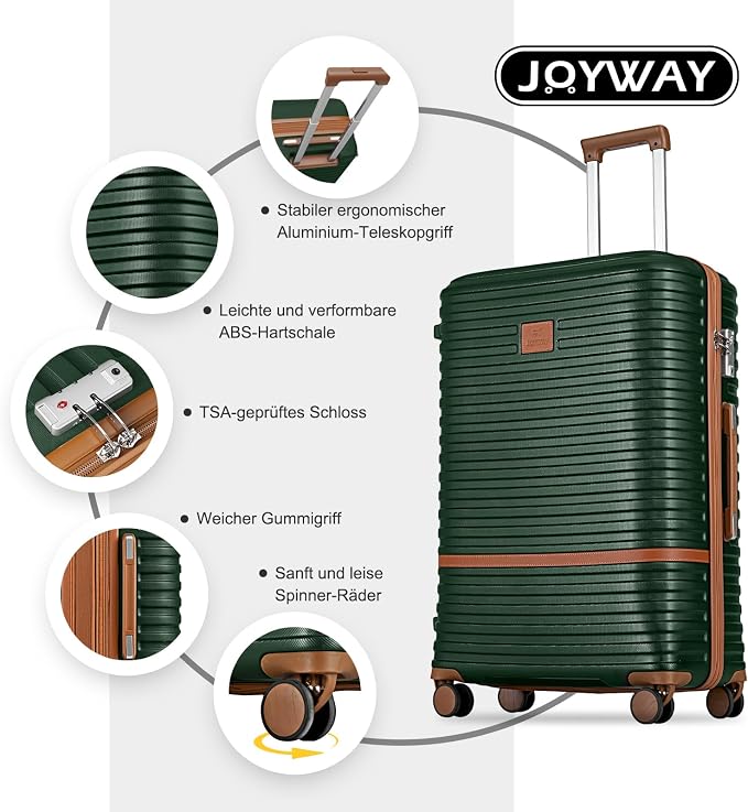 Joyway 28 Inch Large Luggage Hardside Suitcase with Spinner Wheel, Lightweight 3 Piece Suitcase Set with TSA Lock(Green) - Image 5