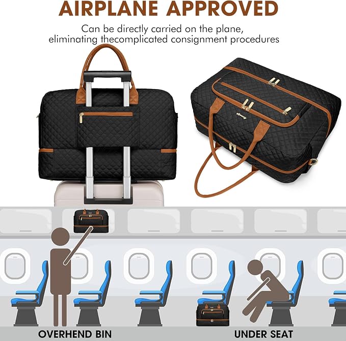 Travel Duffle Bag Weekender for Women - Carry-On Overnight Bag Personal Item Bag with Shoe Compartment & Wet Pocket Large Weekend Tote Bags with Toiletry Bag Hospital Bags for Labor and Delivery - Image 5