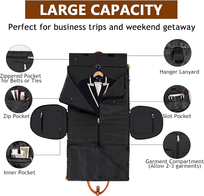 Convertible Garment Duffle Bags for Travel - Carry On Garment Bags With Toiletry Bag, Large Weekender Bags for Women Men 2 in 1 Hanging Suitcase Suit Travel Duffel Bags (Pink Leopard) - Image 2