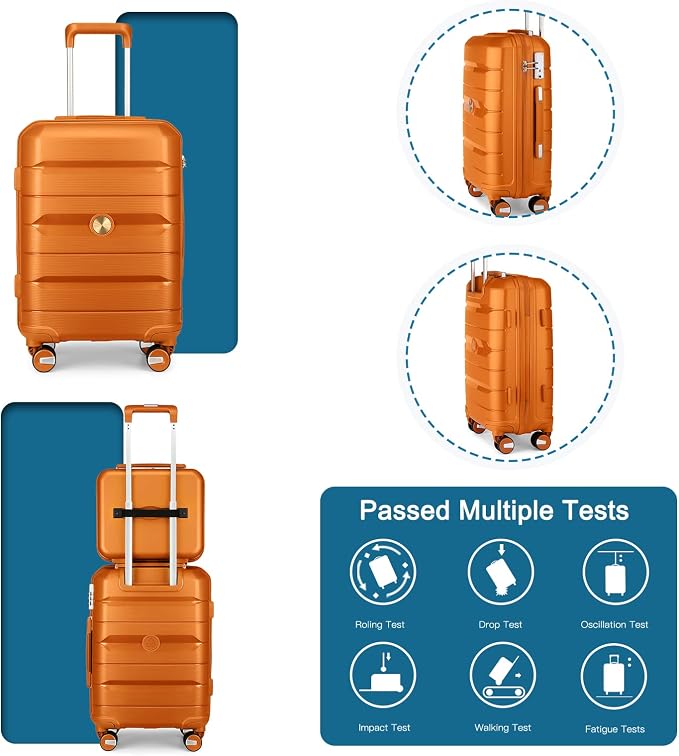 Somago 20-Inch Carry-On Suitcase with TSA Lock, Waterproof, Lightweight, Polypropylene, Sunset Orange, 5-Year Warranty - Image 9