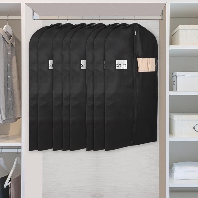 Syeeiex 40‘’ Suit Bag, Set of 16 Garment Bags for Hanging Clothes, Suit Covers Bags, Suit Bags for Closet Storage with Clear Window, Suitable for Suits, Shirts, Jackets, Sweaters, Winter Coat(Black) - Image 5
