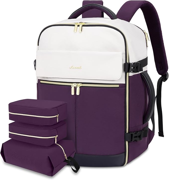LOVEVOOK 40L Large Travel Backpack for Women, Flight Approved, Waterproof, TSA Compliant, Fits 17.3'' Laptop, 17 Pockets, 3 Packing Cubes by LOVEVOOK