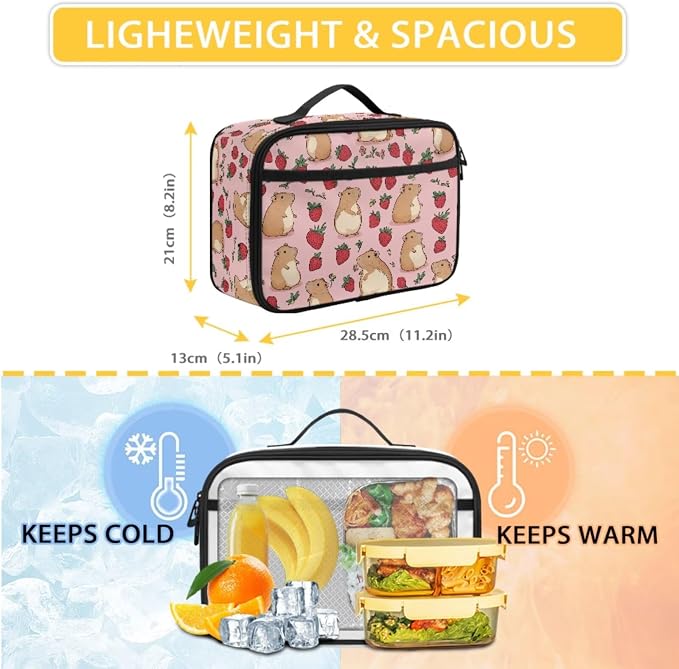 Capybara Backpack with Lunch Box Cute Strawberry Backpack for School Girls 2nd Grade and Lunchbox Pencil Case Large Capacity Kids School Bag Lunch Bag Set, 3-in-1 - Image 4
