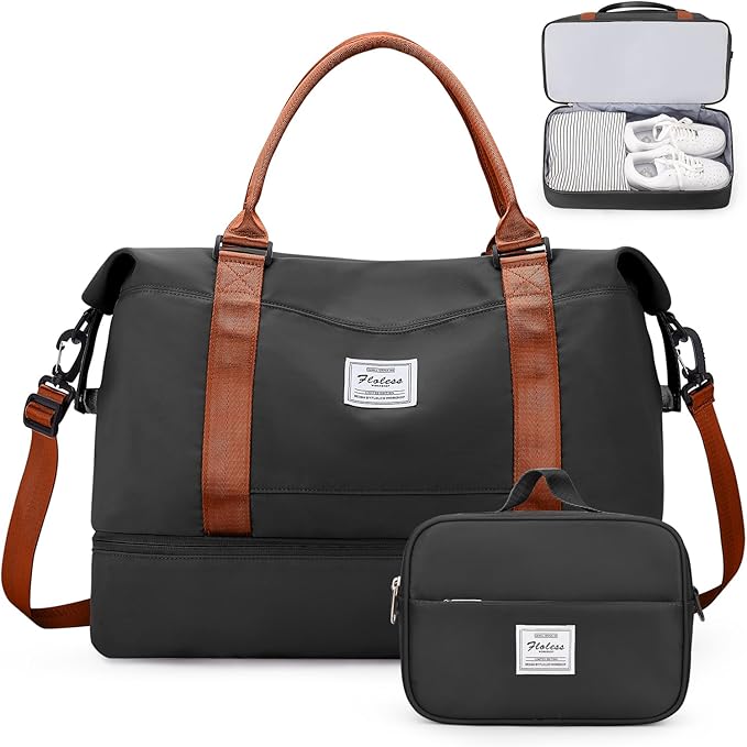 Weekender Bags for Women, Personal Item Travel Bag with Shoes Compartment | Overnight Travel Duffel Bag with Toiletry Bag, Airplane Friendly Carry-On Bag by SYCNB