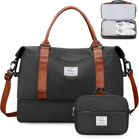 Weekender Bags for Women, Personal Item Travel Bag with Shoes Compartment | Overnight Travel Duffel Bag with Toiletry Bag, Airplane Friendly Carry-On Bag by SYCNB