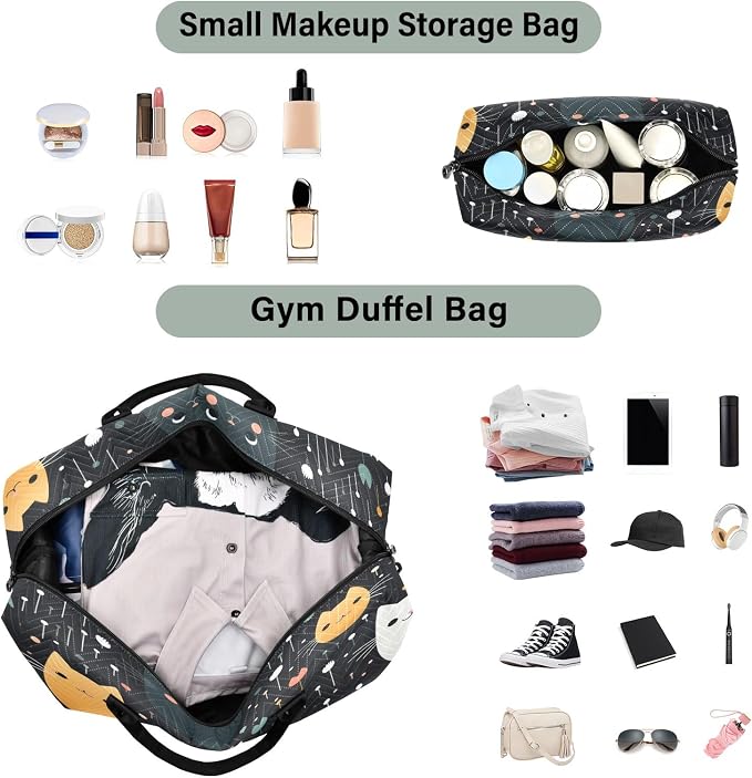 Cute Cats Flower Travel Duffle Bag Gym Yoga Carry on Bags for Men Women Weekender Bag - Image 4