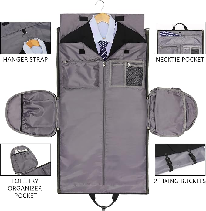 Modoker Convertible Garment Bag with Shoulder Strap, Carry on Garment Duffel Bag for Men Women - 2 in 1 Hanging Suitcase Suit Travel Bags,Forest Night - Image 7