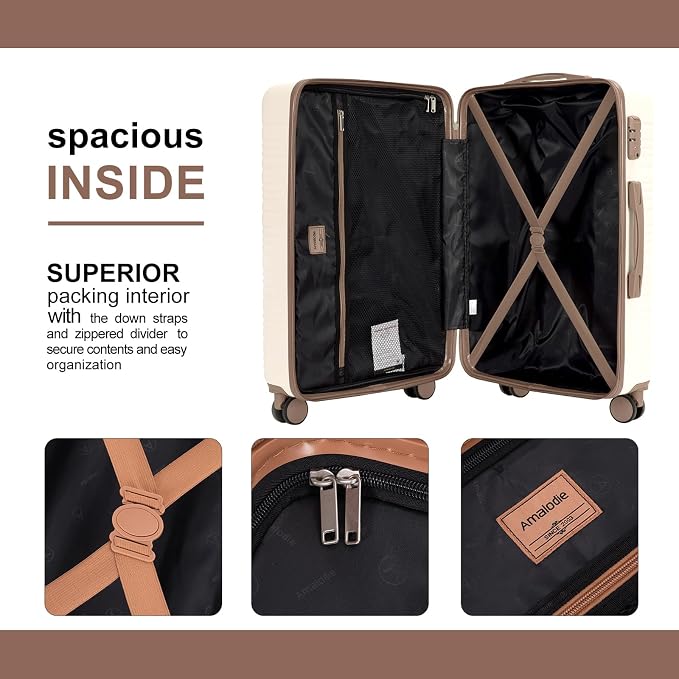 Luggage Sets 5 Piece,Suitcases with Double Spinner Wheels and TSA Lock,Hardcase 3 set Luggage with Travel Duffle Bag,Carry On Luggage Set - Image 7