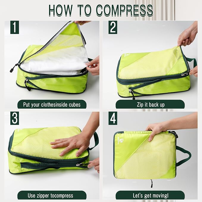 AiQInu 5 Piece Suitcase Organizer, Compression Packing Cube Space-Saving Expandable Ultralight Travel Organizer for Clothes, Shoes, Underwear Travel Set for Backpacks or Hand Luggage - Image 3