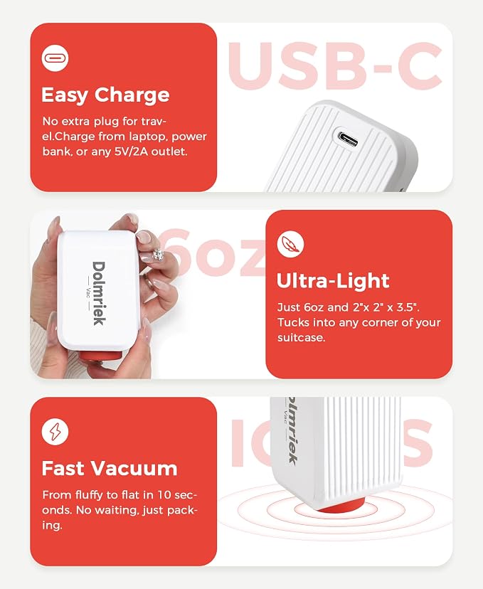 15pcs Vacuum Seal Bags for Clothing Travel, Cordless Pump, Carry-on Size Compression Packing Bags, 4000Pa Suction & 2000mAh Battery, Vacuum Storage Bags for Clothes, Luggage, Suitcase, Space Saver - Image 6