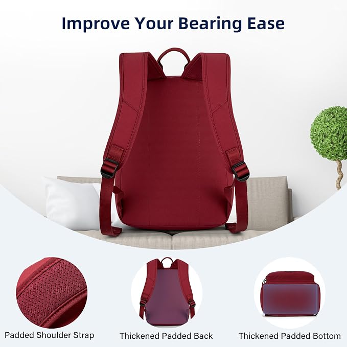 HanTrip Carry On Travel Backpack For Men Women, 13 Inch Small Mini Work Bag Personal Item Backpacks, Camping Back Pack Lightweight Hiking Daypack For Office Nurse Commuter (Burgundy) - Image 6