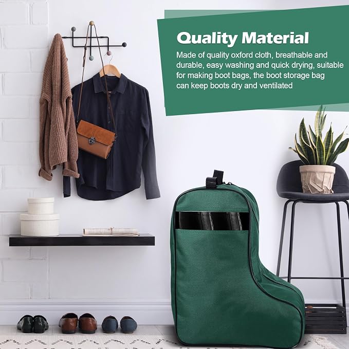 2 Pcs Boot Bags for Cowboy Boots Portable Storage Bag for Travel Long Tube Shoes Bags Men Tall Shoe with Handle for Home Travel (Dark Green) - Image 3