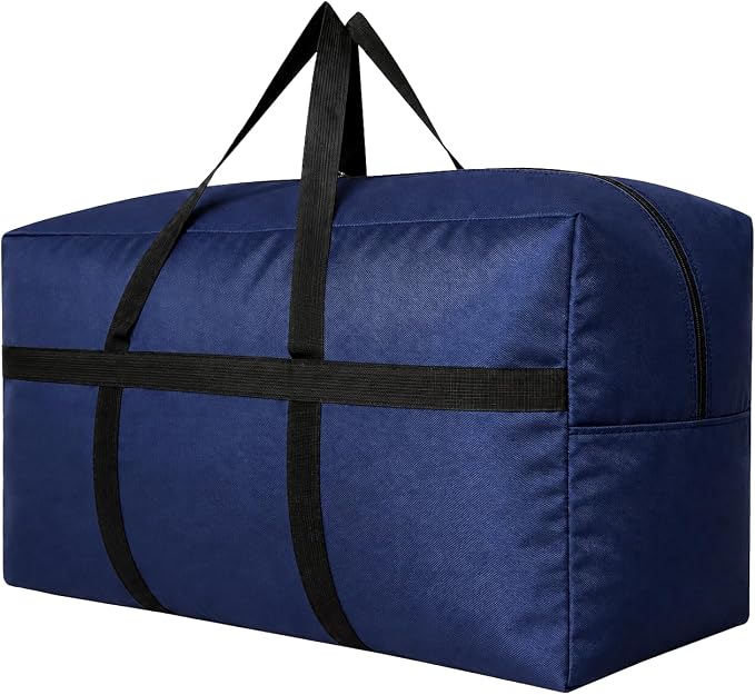 YiKitHom Extra Large Storage Duffle Bag with Zippers and Handles, Big Foldable Duffle Bag for Travel Blue 60L by YiKitHom