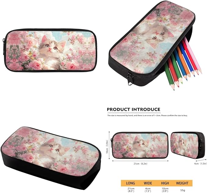 Custom Cat Backpack Lunchbox Set for Girls Personalized Pink Flower Kids Bookbags for 2nd Grade Elementary School Back Pack 4 in 1 Middle Book Bags Lunch Bag Pencil Case Water Bottle Carrier - Image 6