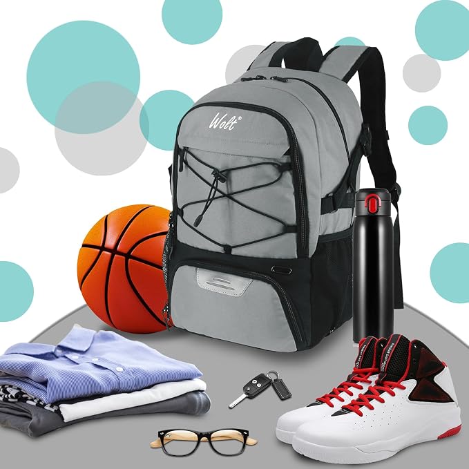 WOLT Basketball Backpack Large Sports Bag with Separate Ball Holder & Shoes Compartment, Best for Basketball, Soccer,Gym - Image 5