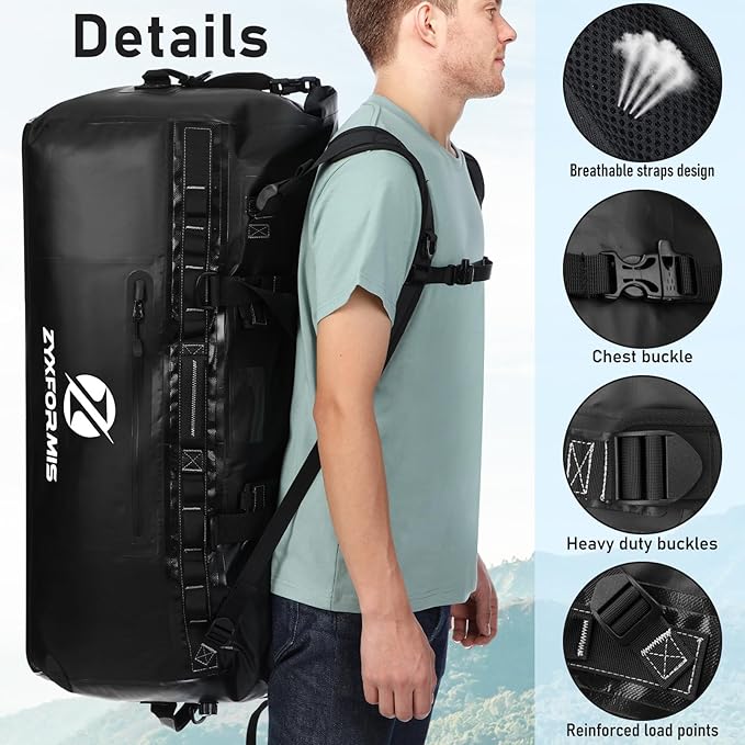 Waterproof Duffle Bag, Large Marine Dry Bags, Heavy Duty Adventure Travel Bag for Men and Women, Waterproof Duffel Backpack for Kayaking Boating Hiking Camping Vacation, 65L 110L 160L - Image 4
