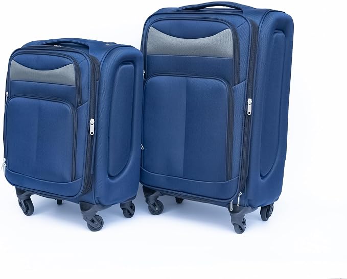 Merax Luggage Set Softshell 2 Piece 20/24 Expandable Suitcase with Wheels | Softside Lightweight Travel Carry on Luggage,Navy Blue by Merax