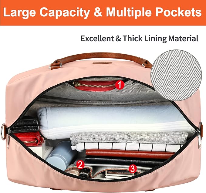 IBFUN Weekender Bags for Women, 21" Weekender Travel Bag, Travel Duffle Bag with Shoe Compartment Carry on Overnight Duffel Bag for Weekend Travel Business Trip, 3PCS - Image 7
