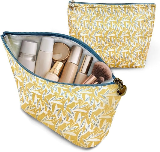 Jacaranda Living Medium Cosmetic Bag – Waterproof PVC-Lined Cosmetic & Toiletry Organizer, Zipper Pouch for Skincare, Makeup & Accessories, Leaf Dance by JacarandaLiving