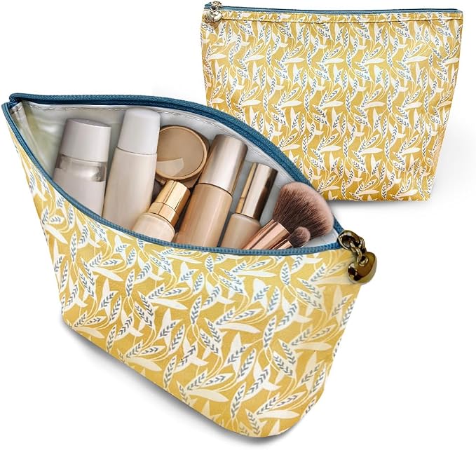 Jacaranda Living Large Cosmetic Bag - Water-Resistant, PVC-Lined - Leaf Dance - Image 4