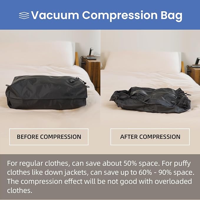 BAGAIL TPU Vacuum Bag for Travel, Reusable Compression Bag with IPX8 Waterproof Zipper, Save Space for Suitcase, Backpack and Carry on (Black, Large, N0 Pump) - Image 3