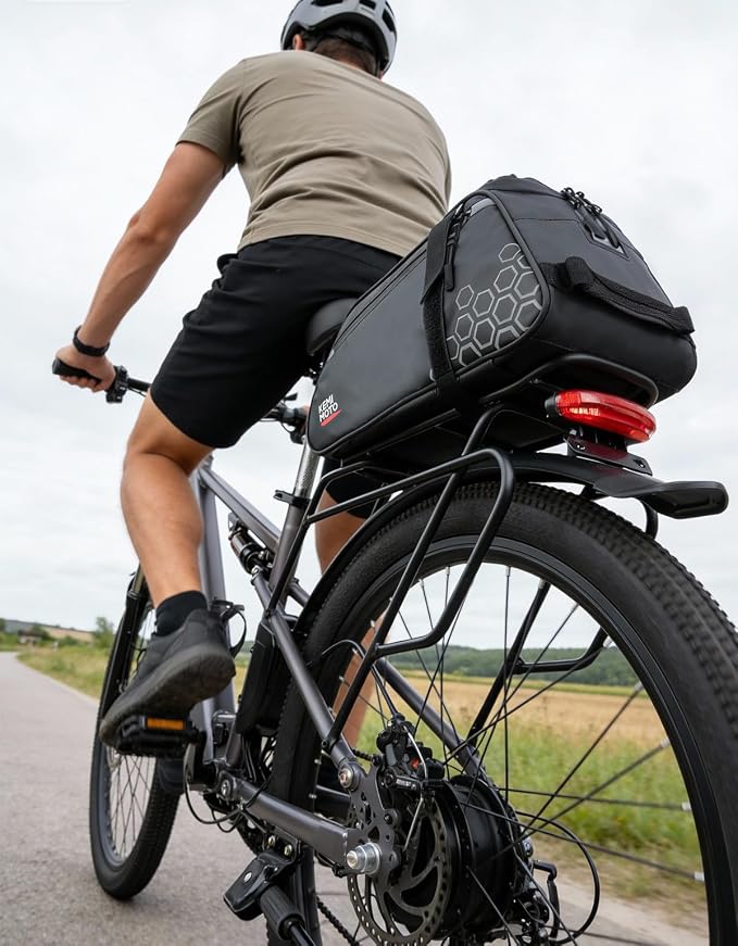 KEMIMOTO 11L Bike Bag with 6L Removable Cooler Bag, Bike Rear Rack Bag PVC Water Resistant Insulated Bag, Bicycle Trunk Pannier with Shoulder for Cycling Ebike Back Seat Storage - Image 7